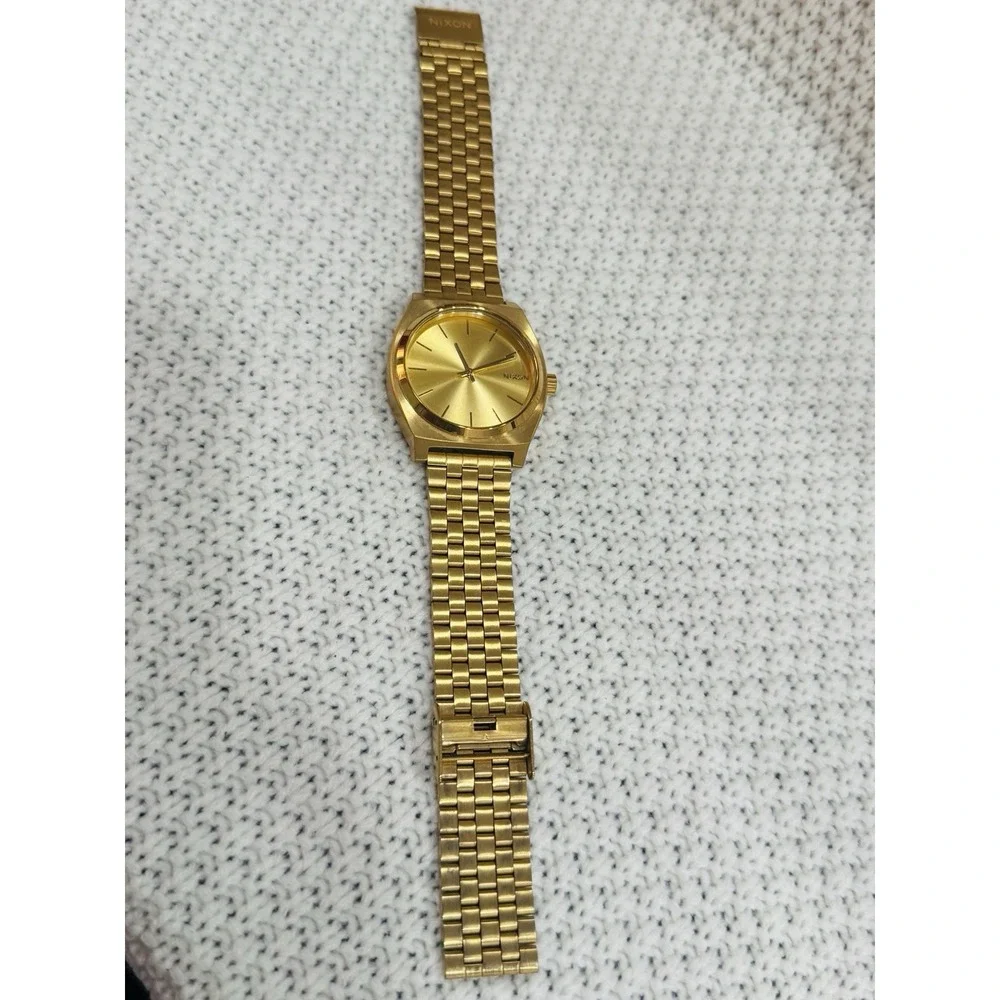 Nixon Time Teller A045 All Gold Gold Tone Stainless Steel Quartz Watch 37mm